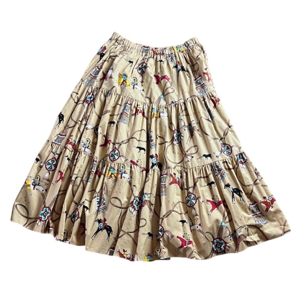 Vintage Tan Native American Theme Broom Skirt -‎ L-XL - Picture 2 of 6